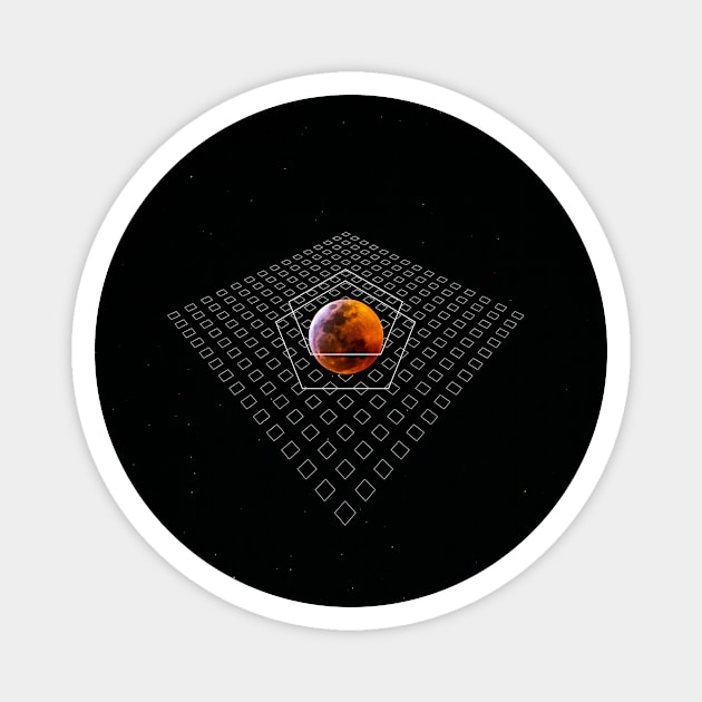 Lunar Eclipse Full Moon Geometric Magnet by Robtography